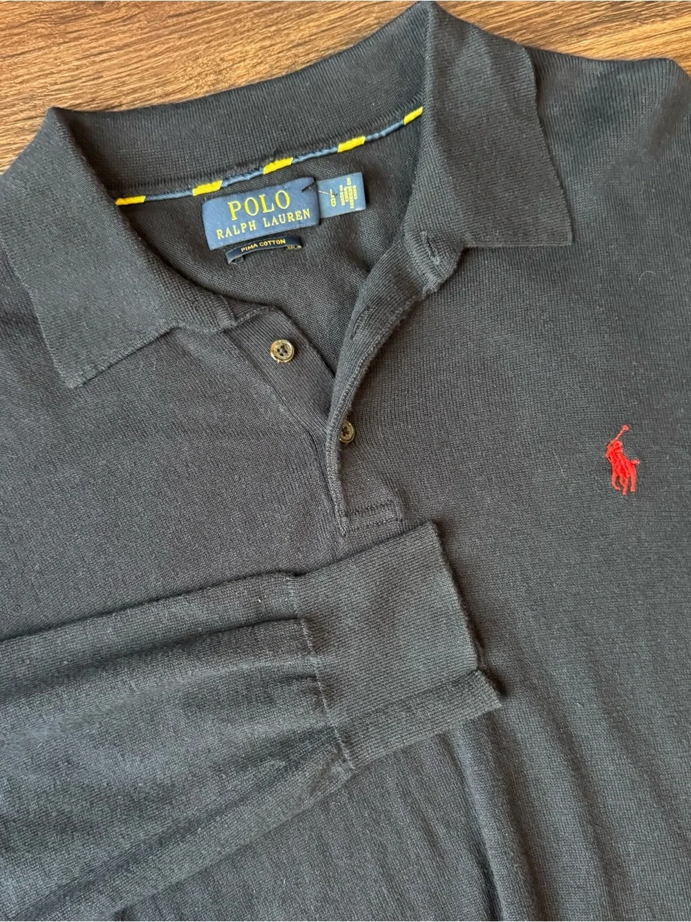 Polo Ralph Lauren Sweater Mens Large Navy Blue Pima Cotton Long Sleeve Pony